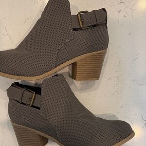 Chic Gray Ankle Booties with Buckle Detail